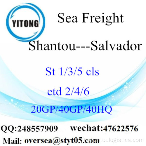 Trasporto merci del mare di Shantou Port a Salvador